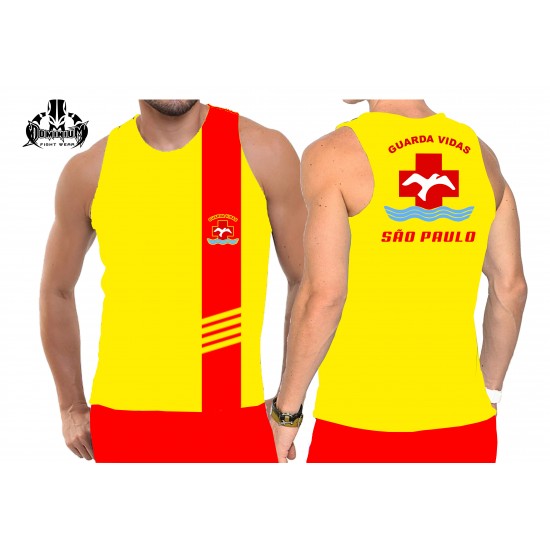 6016 REGATA SALVA VIDAS AMARELA COM FAIXA VERMELHA