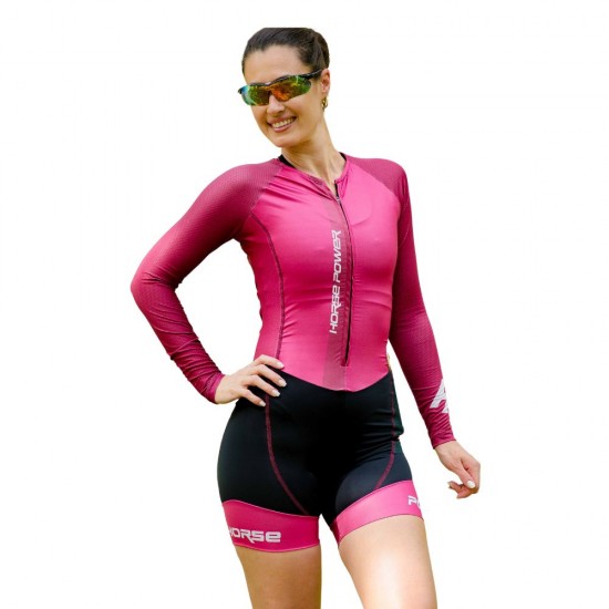 Macaquinho Manga Longa Horse Power Ciclismo Elite- Feminino - F139 Bordo