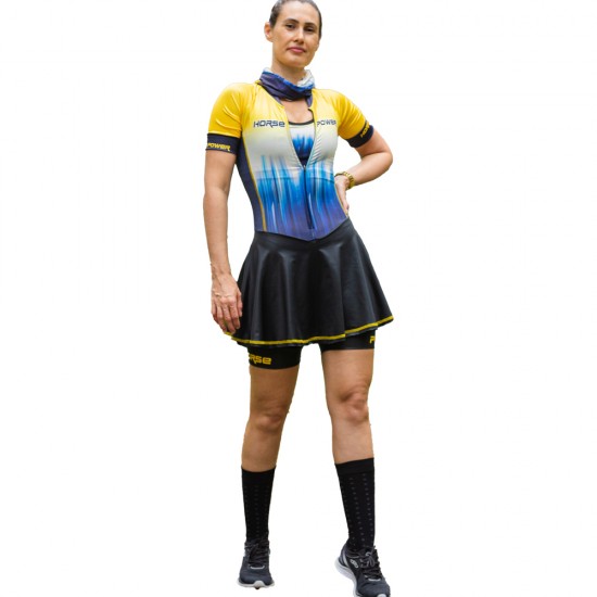 Macaquinho Ciclismo com Saia Godê Horse Power Bike F 109