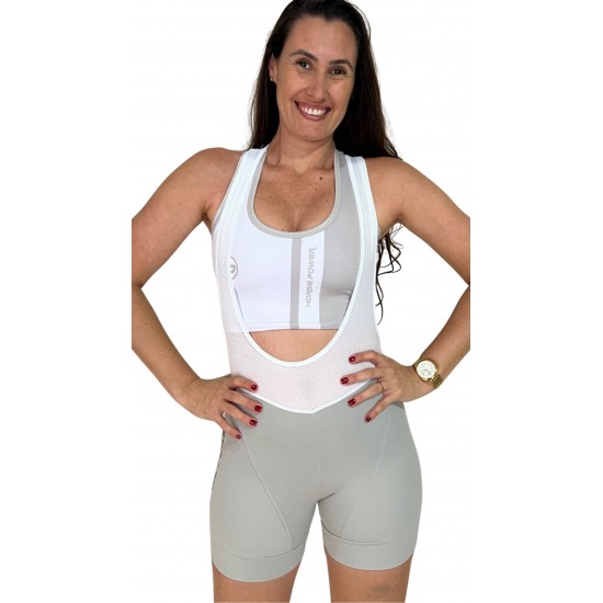 Bretelle Ciclismo Feminino Cinza Modelo 03