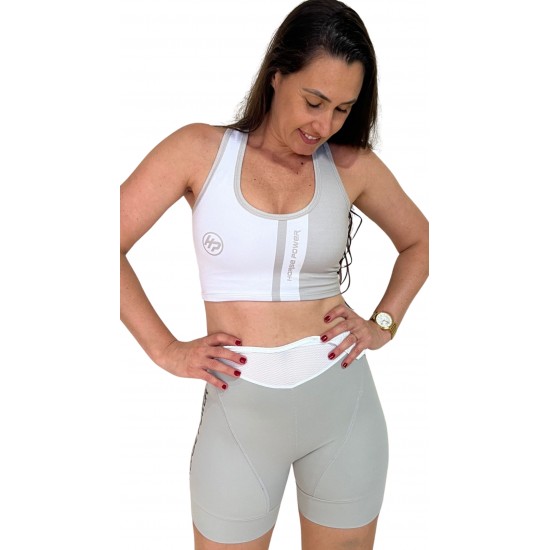 Bretelle Ciclismo Feminino Cinza Modelo 03